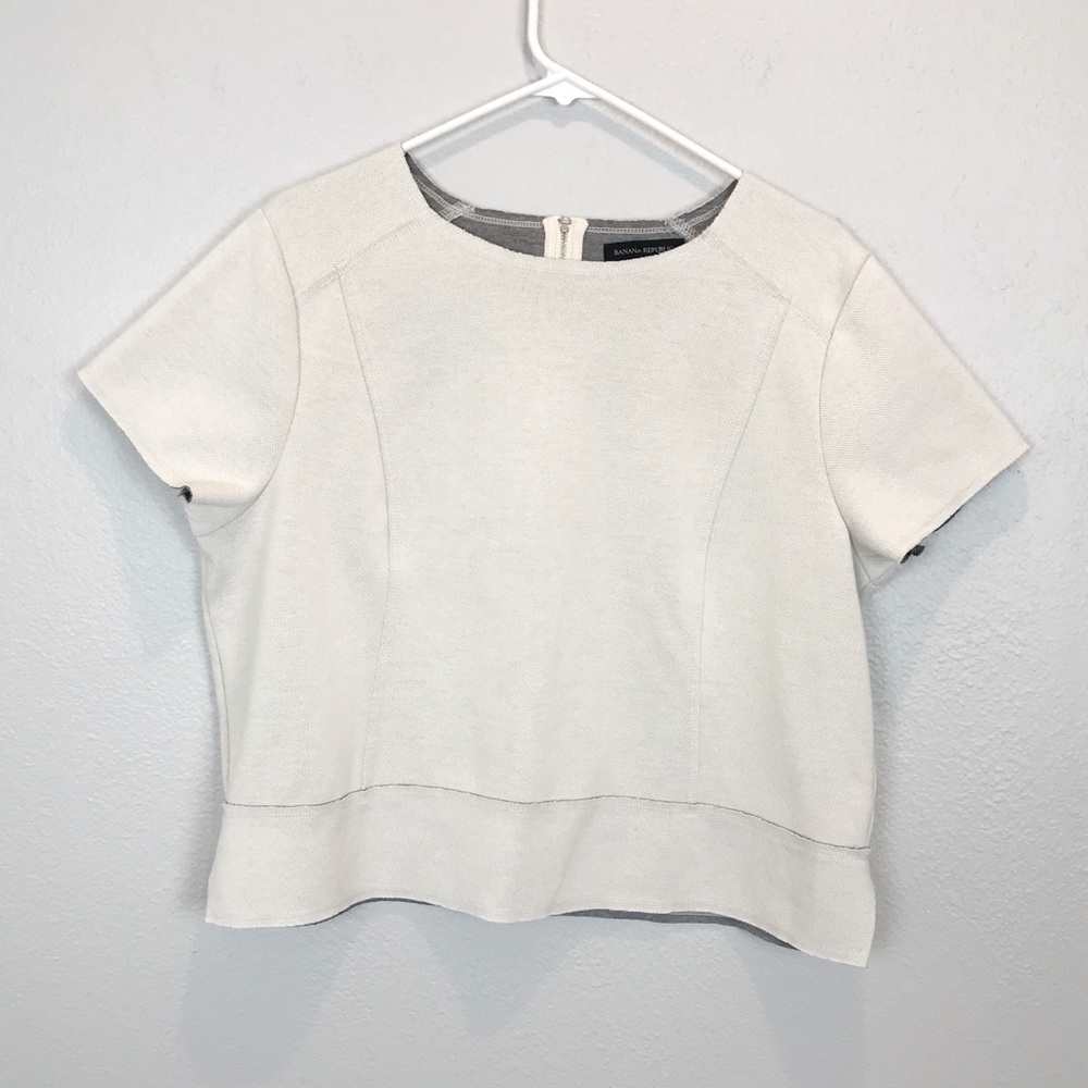 Banana Republic Cream Short Sleeve Bonded Top
